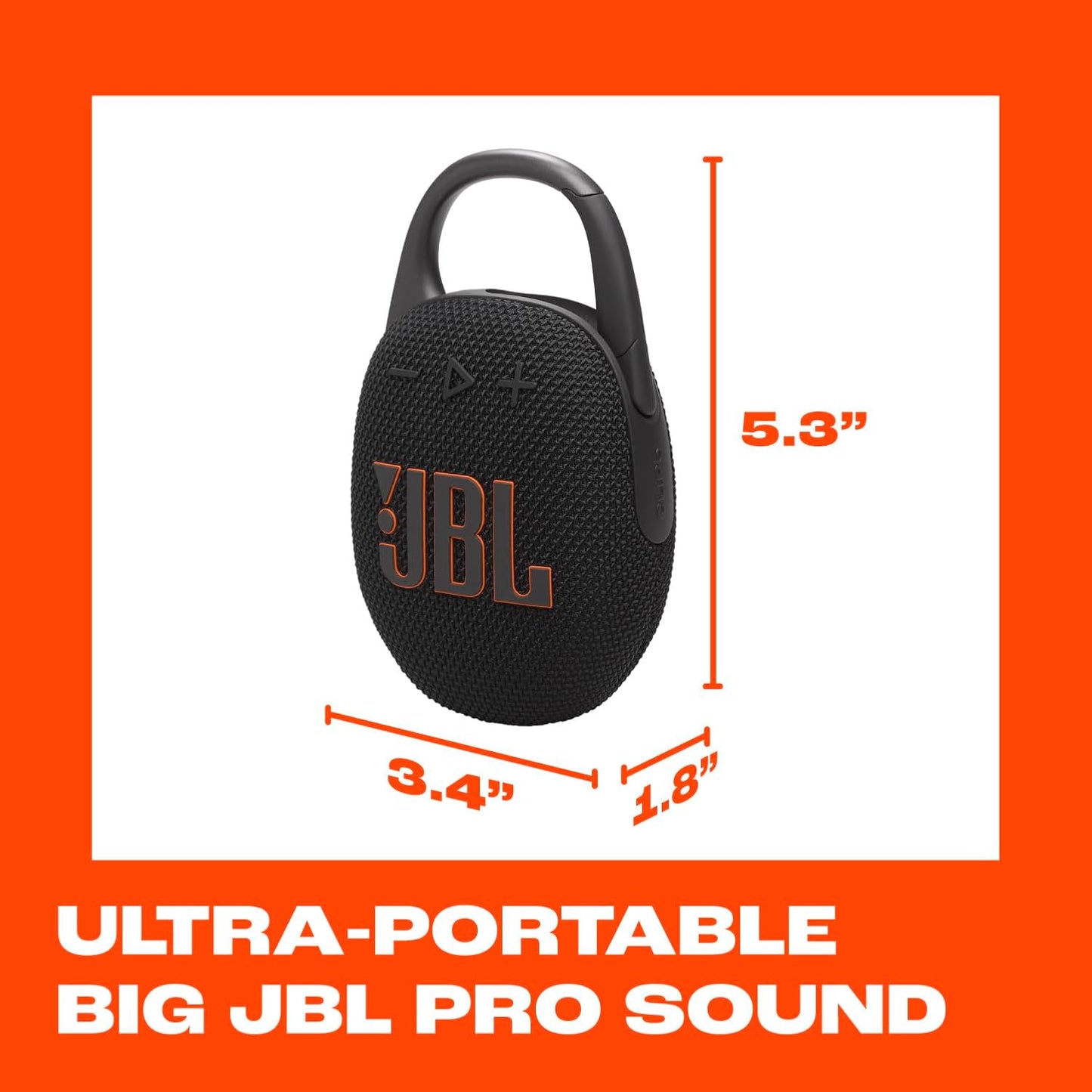 JBL Clip 5 - Ultra-Portable, Waterproof and Dustproof Bluetooth Speaker, Integrated Carabiner, Up to 12 Hours of Play, Made in Part with Recycled Materials (Black)